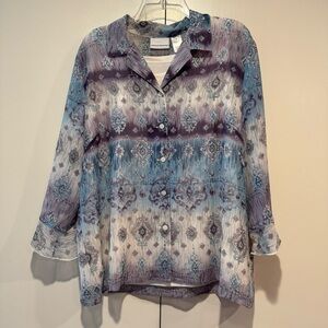 5/25 Women’s Size 14 Two Piece Blouse Set in Purple/Blue by Alfred Dunner